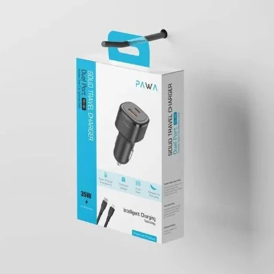 Pawa Solid Car Charger Pd 48W+ Qc With Type C To Lightning To Cable